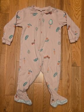 5/$20 Pekkle 12M Footed Onsie Pajamas Pink Avocado Zipper Sleeper
